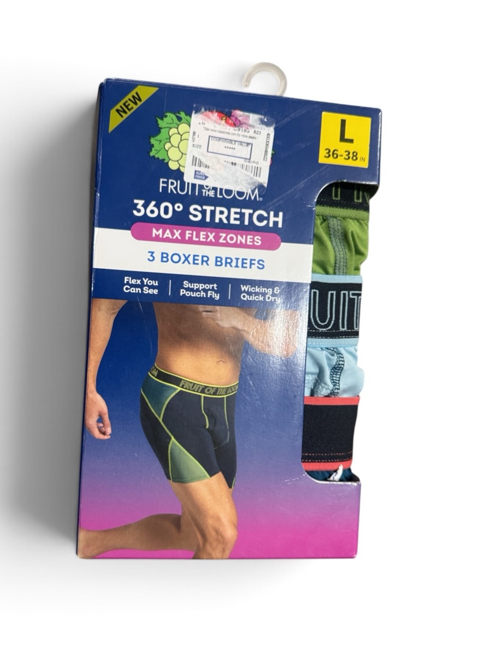 Fruit of the Loom 3-Pack Boxer Briefs - Green, Light Blue, Black